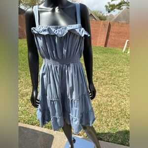 Pure Energy Blue Ruffled Women's Dress size 2 (14-16)